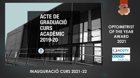 International Award to the Optometrist of the Year Barcelona 2021 - Acte de graduació 2019-20- Inauguració del curs