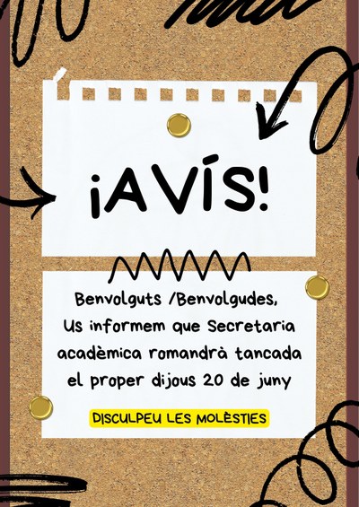 Tancament Secretaria Acadèmica