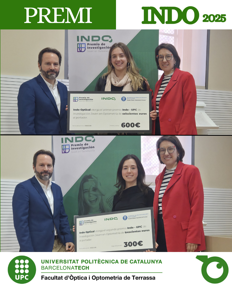 The Master's student in Optometry and Vision Sciences wins the 4th edition of the INDO - UPC Young Research Award in Optometry