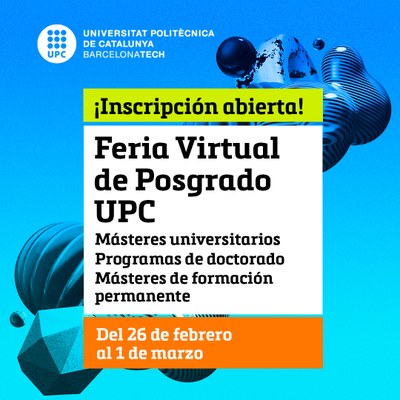 ¡Anótalo! 27 de febrero a las 13.00H :Presentación de los Másters y Doctorado vinculados a la FOOT-UPC