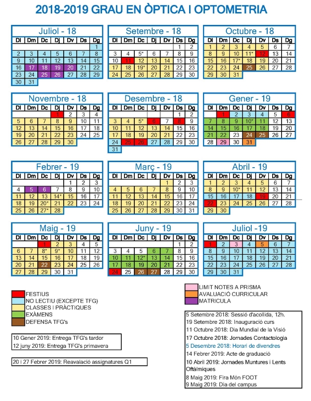 Calendari GOO 2018-2019